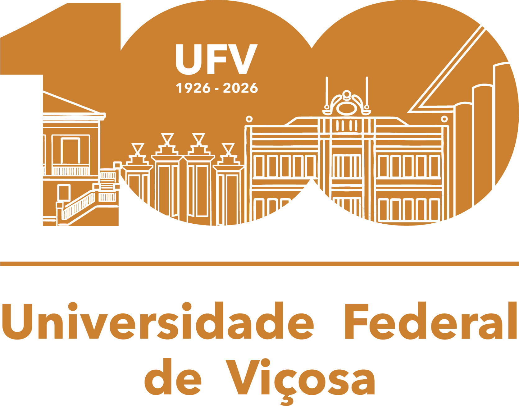 Logo comemorativo 100 anos UFV
